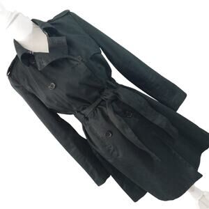 BANANA REPUBLIC! RICH BLACK CLASSIC BELTED WAIST TRENCHCOAT, JACKET! SZ S